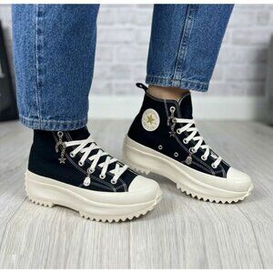 ❤️Converse Run Star Hike Hi Charms 9.5 Womens Shoes Sneakers Black Beige A13409C